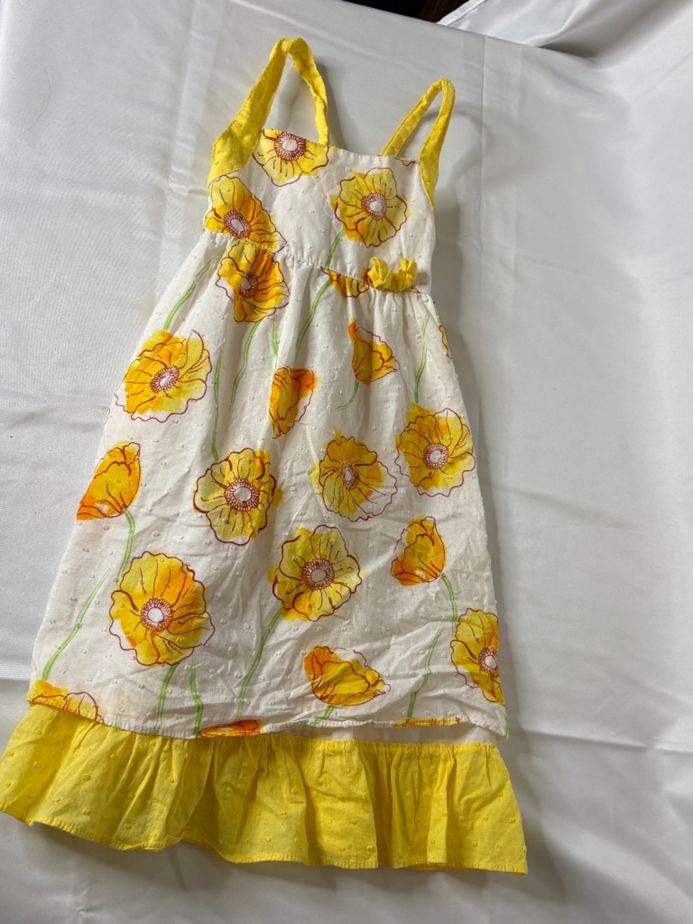 Penelope Mack LTD Girls 4 Fully Lined Sundress Ruffle yellow/orange poppy floral